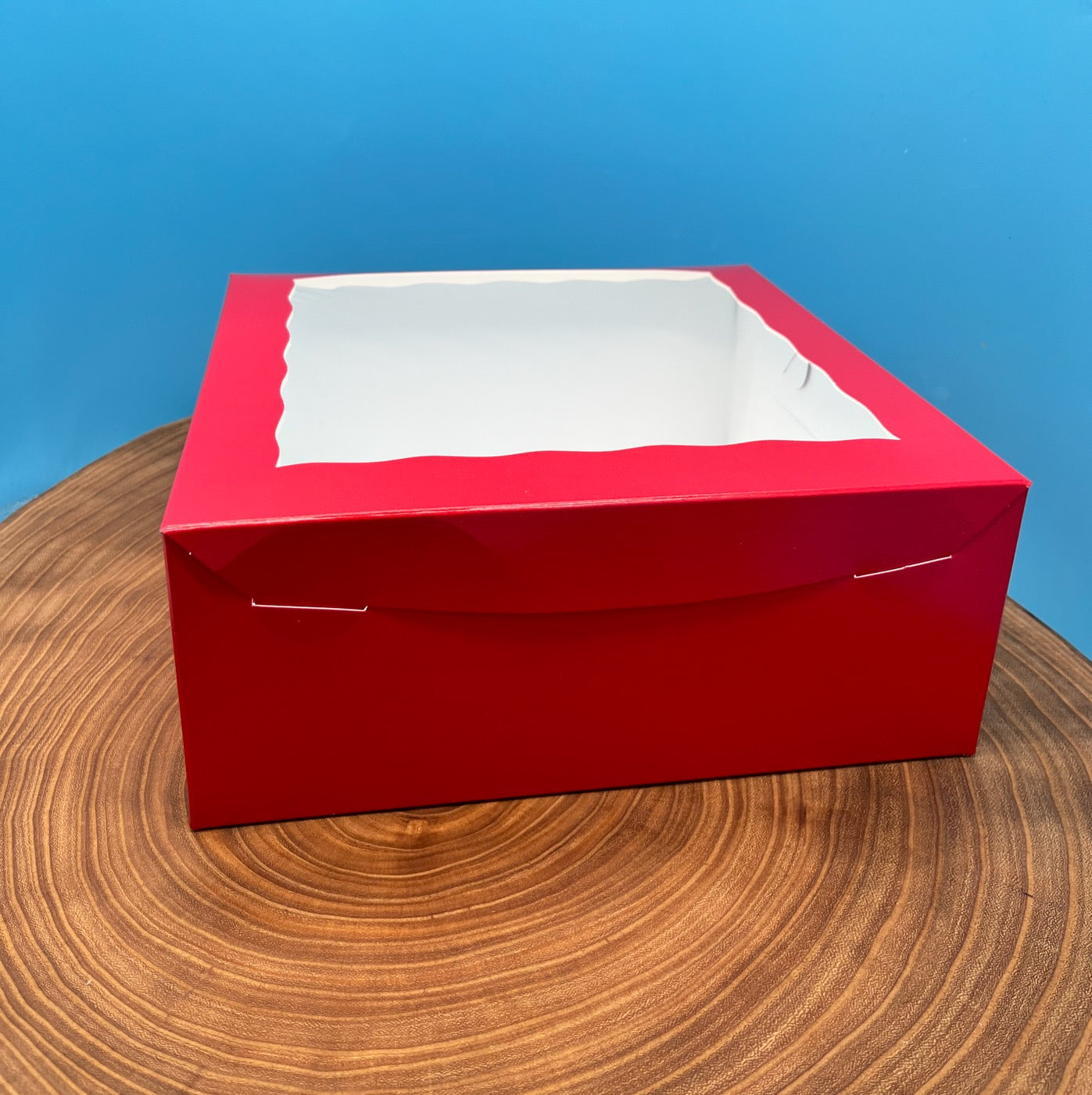 10 Inch Red Pastry Box with a Window - 10x10x4