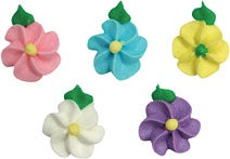 Mini Blossom with Leaf - Royal Icing - 12 Pieces same color