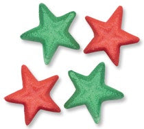 Christmas Stars - Red or Green - 1" - Sugar - 6 Pieces