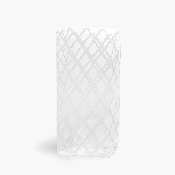 White Trellis Printed Cellophane Bags – 4" x 2.5" x 9.5" - Pack of 10