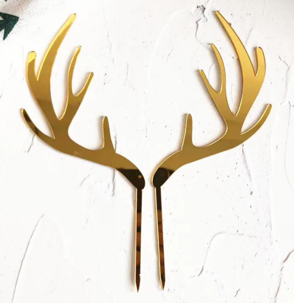 Gold Antlers Cake Topper