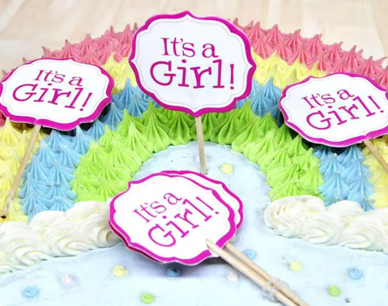 It's A Girl Cupcake Picks - 12 Cupcake Picks
