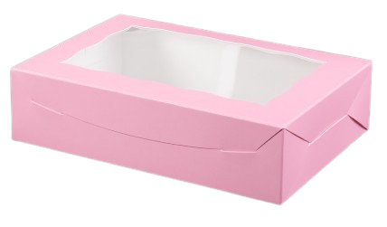 Pink/White Pastry Box with Window - 10x7x2.5
