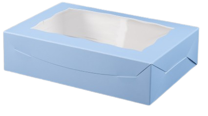 Light Blue/White Pastry Box with Window - 10x7x2.5
