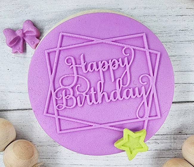 Fondant Debosser - Happy Birthday with Square