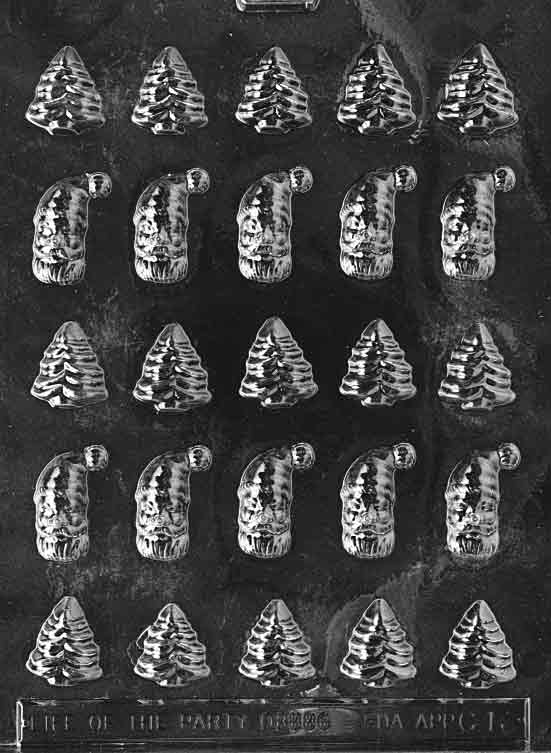 Bite Size Santa & Christmas Trees Chocolate Mold