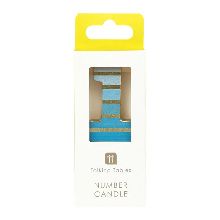Blue & Gold Number 1 Birthday Candle
