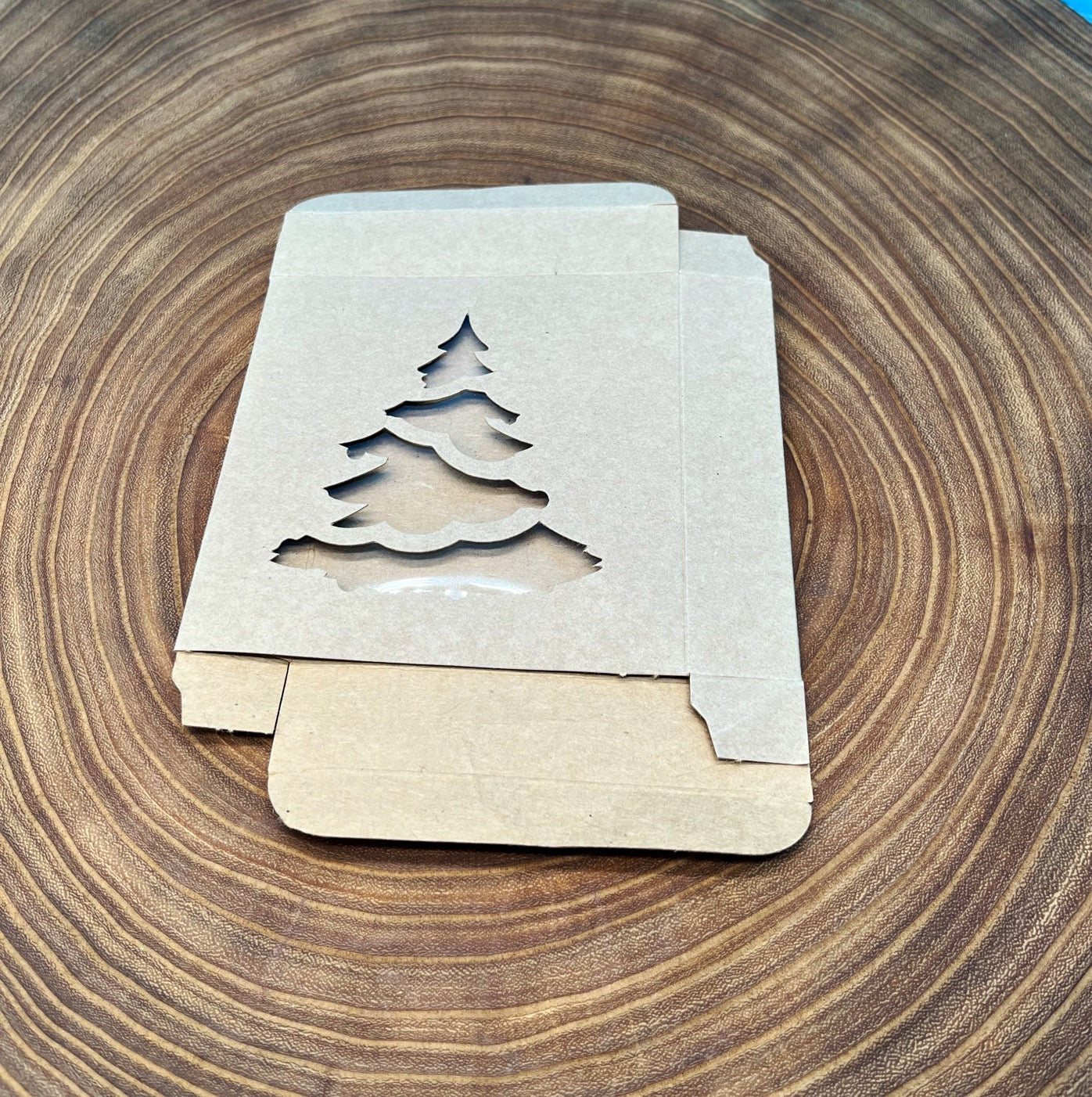 Kraft Christmas Tree Window Candy Box, 1 Piece Folding Box
