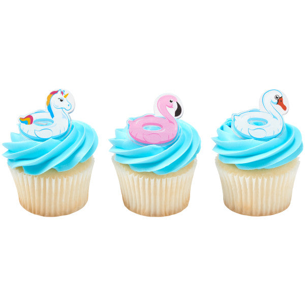 Pool Floatie Cupcake Rings - 12 Rings