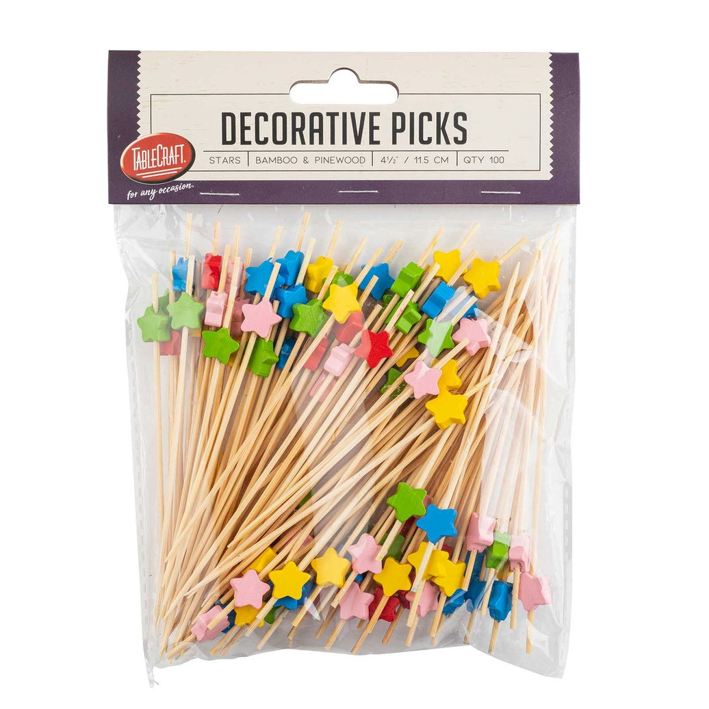 Decorative Bamboo Picks with Stars - Pack of 100