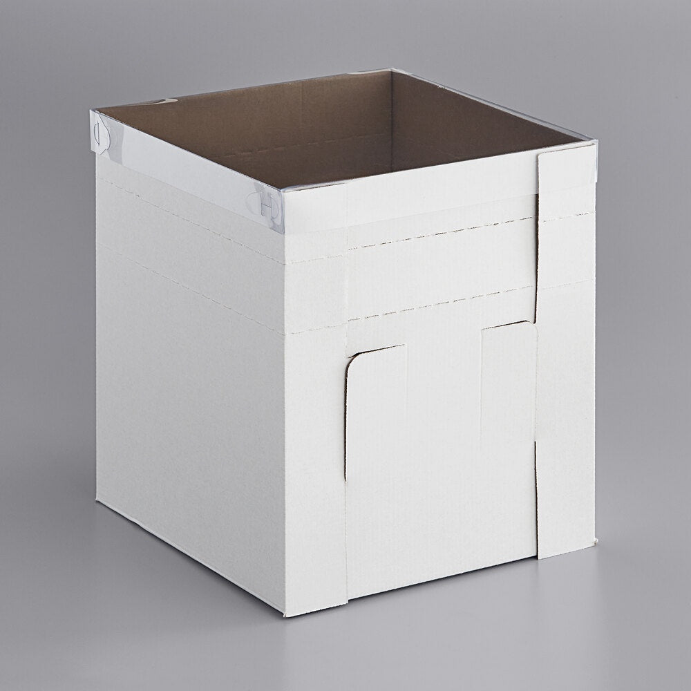 Tall, 2 Piece, 10 Inch White Cake Box - 10x10x12 with Flex Height