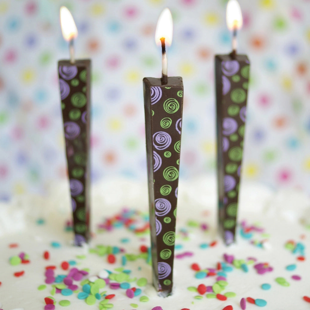 Edible, Dark Chocolate Candle with Spiral Design
