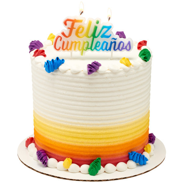 Feliz Cumpleanos Shaped Candle in Bright Colors