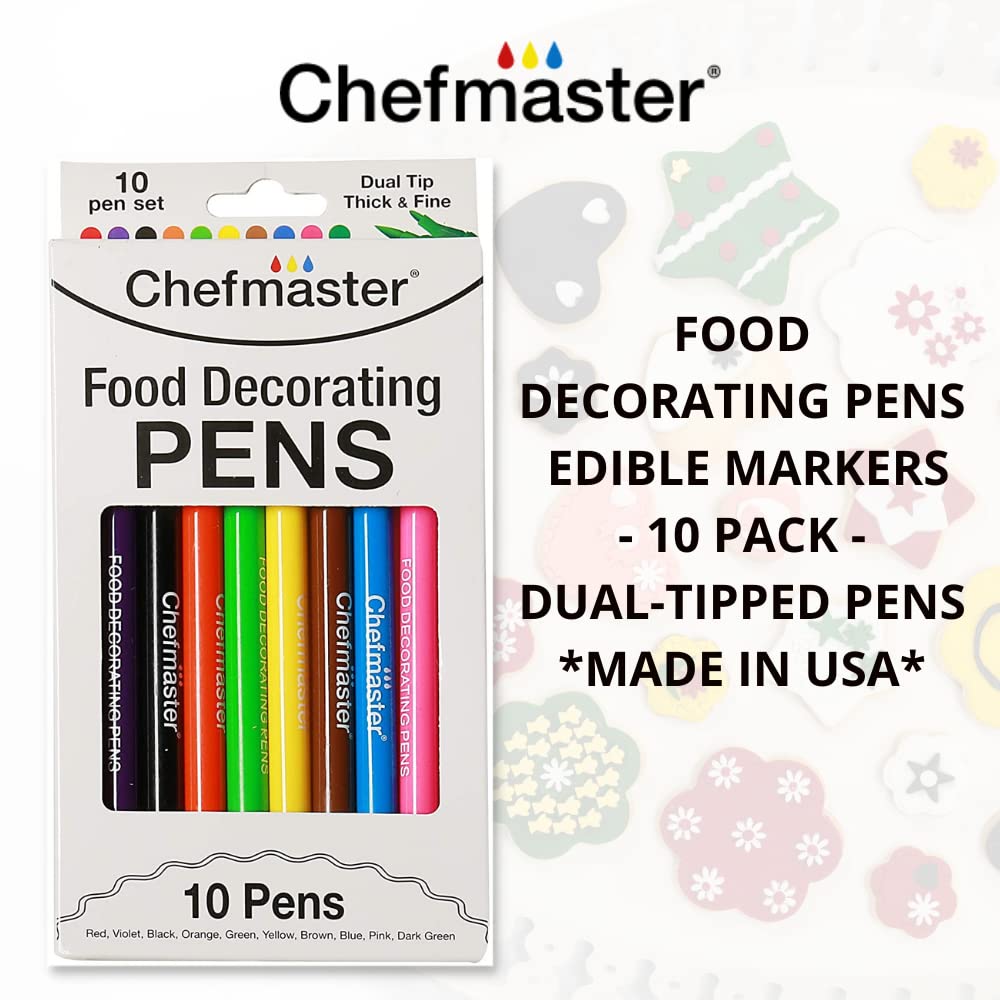 Chefmaster Rainbow Food Decorating Pens - 10 Pens