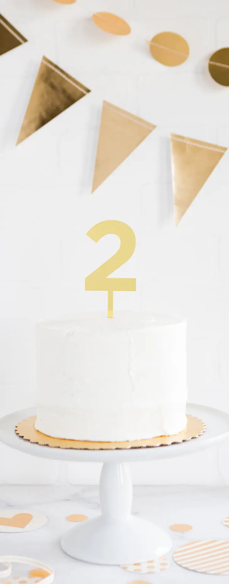 Gold Acrylic Cake Topper Number 2