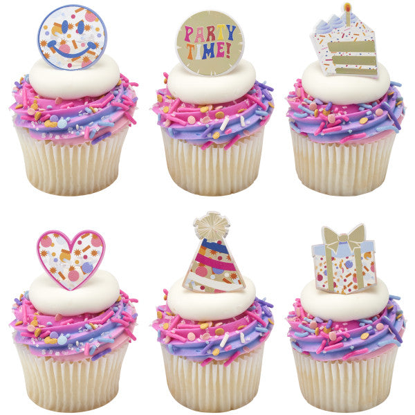 Packed Party Time Cupcake Rings - 12 Rings