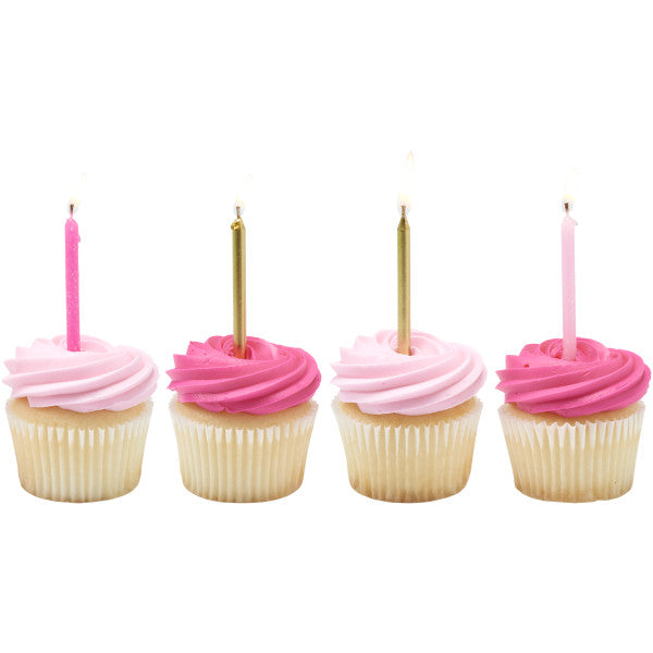 Pink Glitter & Gold Candles