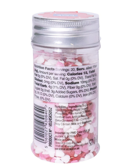 Micro Mini Red, White and Pink Heart Sprinkles, 2.12oz