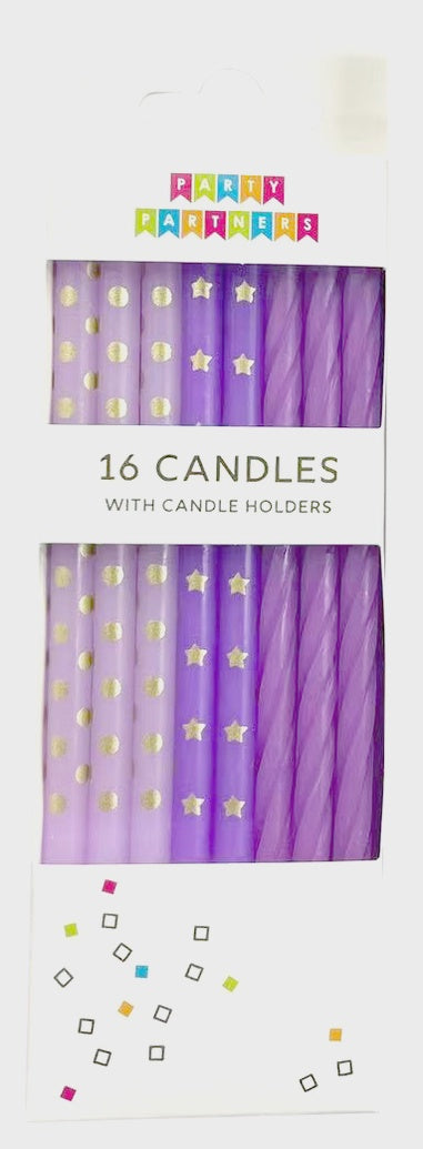 Purple Gradient Candles with Candle Holders
