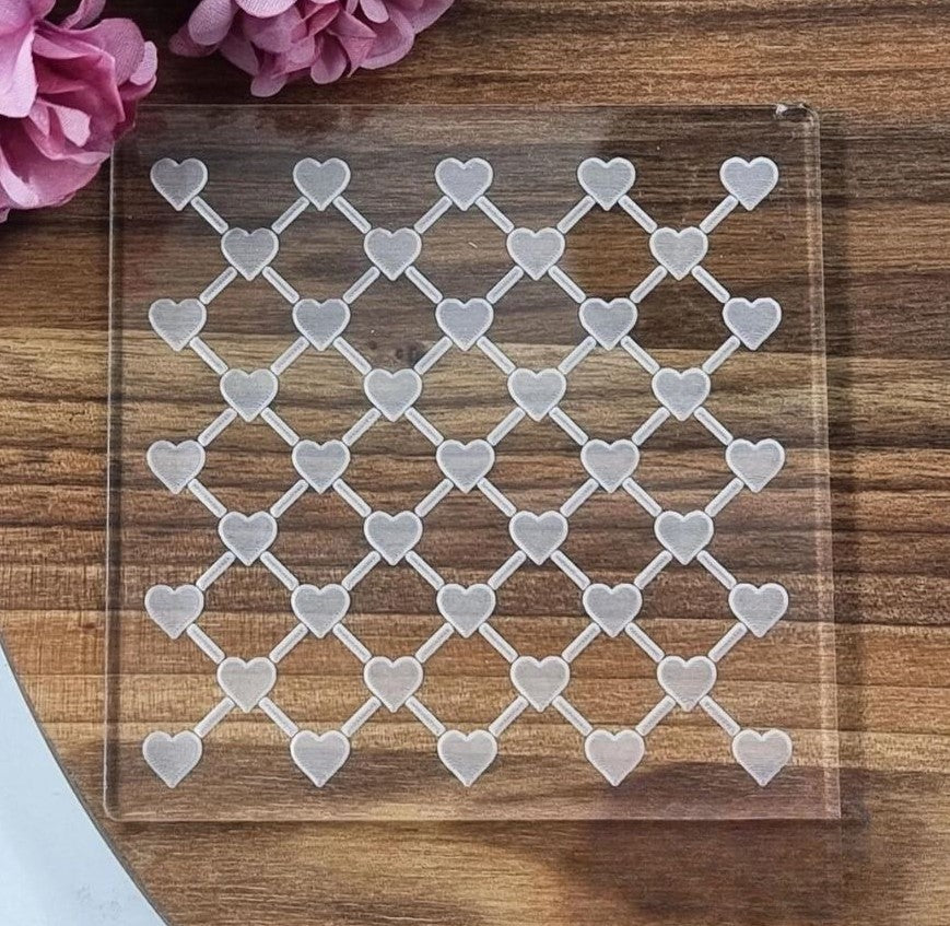 Fondant Debosser - Quilted Hearts