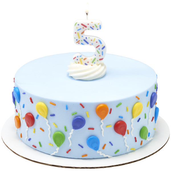 Rainbow Sprinkle Candle - Number 5