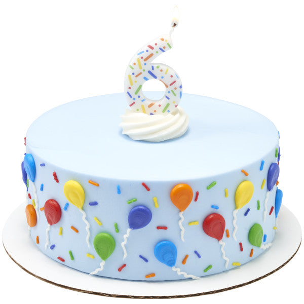 Rainbow Sprinkle Candle - Number 6