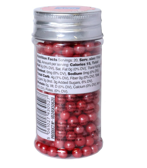 Red Sugar Pearls - 6mm, 2.75oz