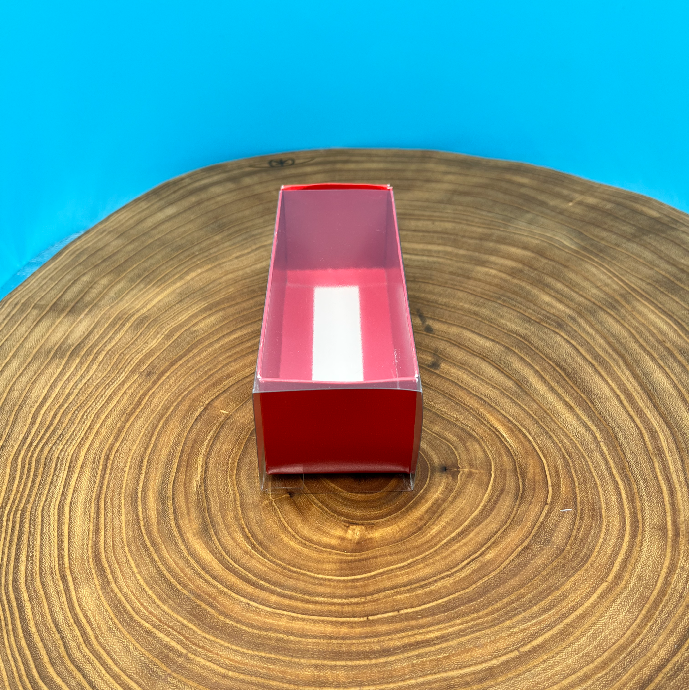 6 Inch, Red Macaron Box with A Clear Sleeve