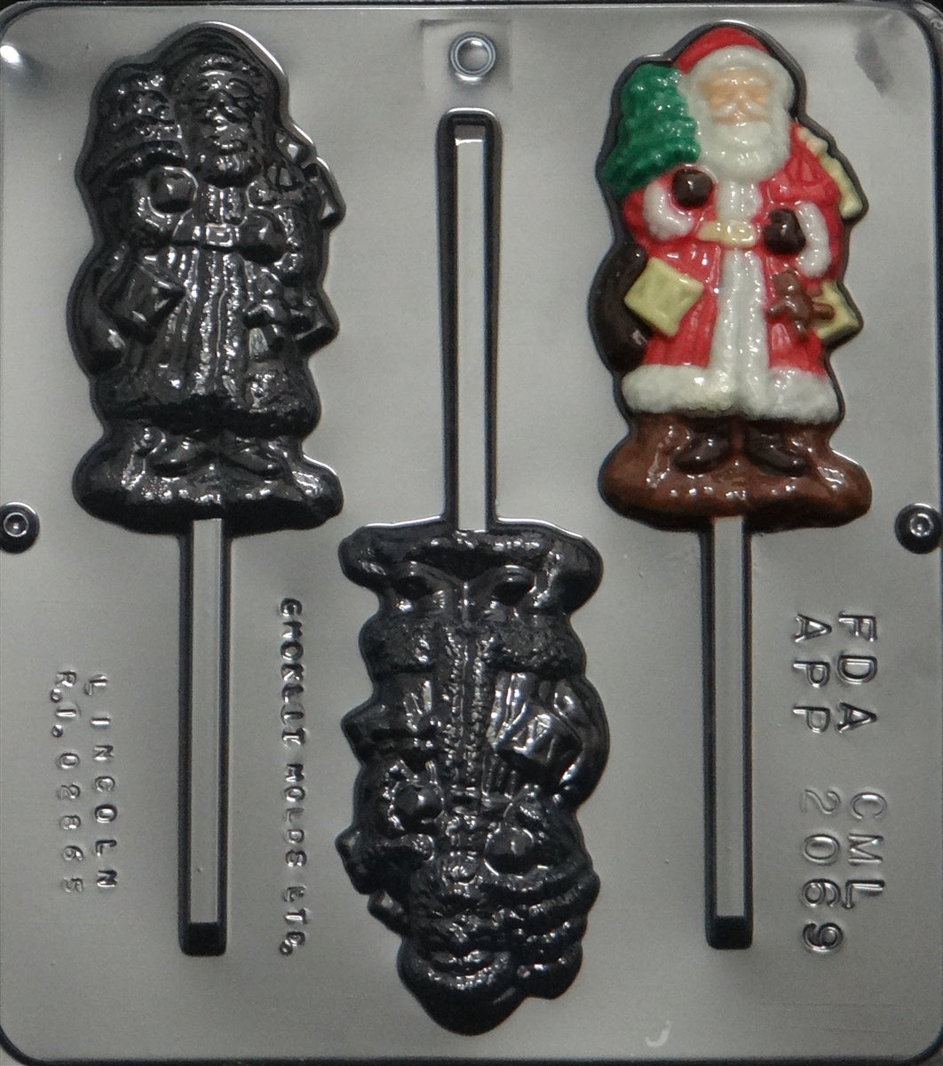 Santa with Tree Lollipop Chocolate Mold