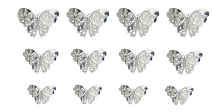 3D Silver Butterflies - 12 Butterflies