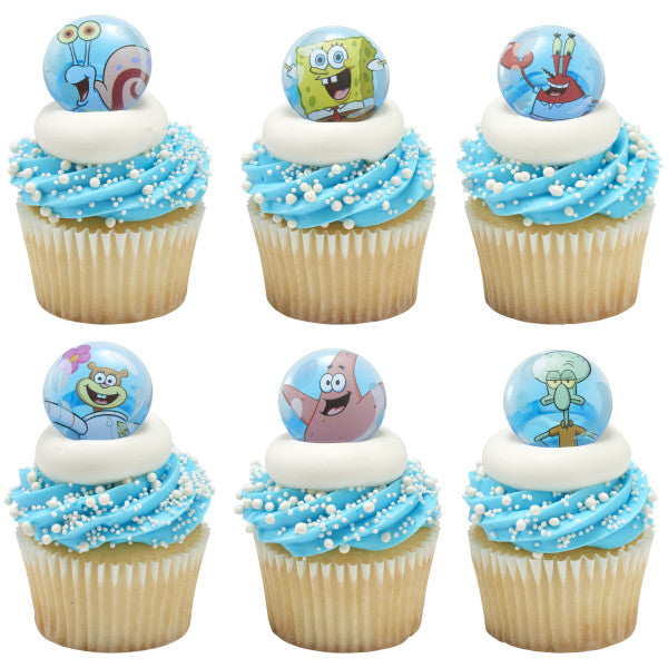 Spongebob Let's Hang Cupcake Rings - 12 Rings