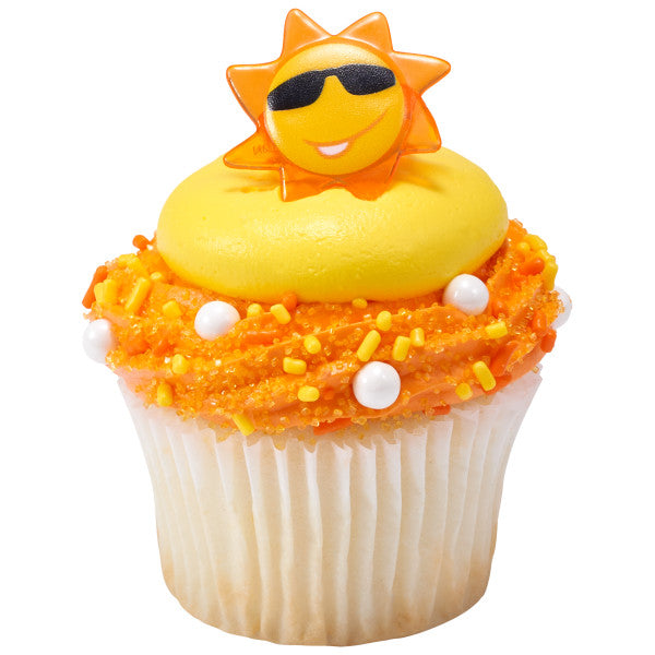 Sun Face Cupcake Rings - 12 Rings