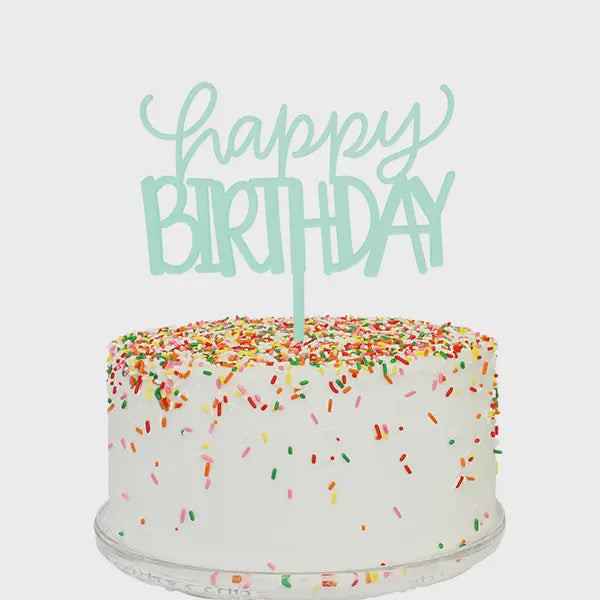 Teal Happy Birthday Cake Topper