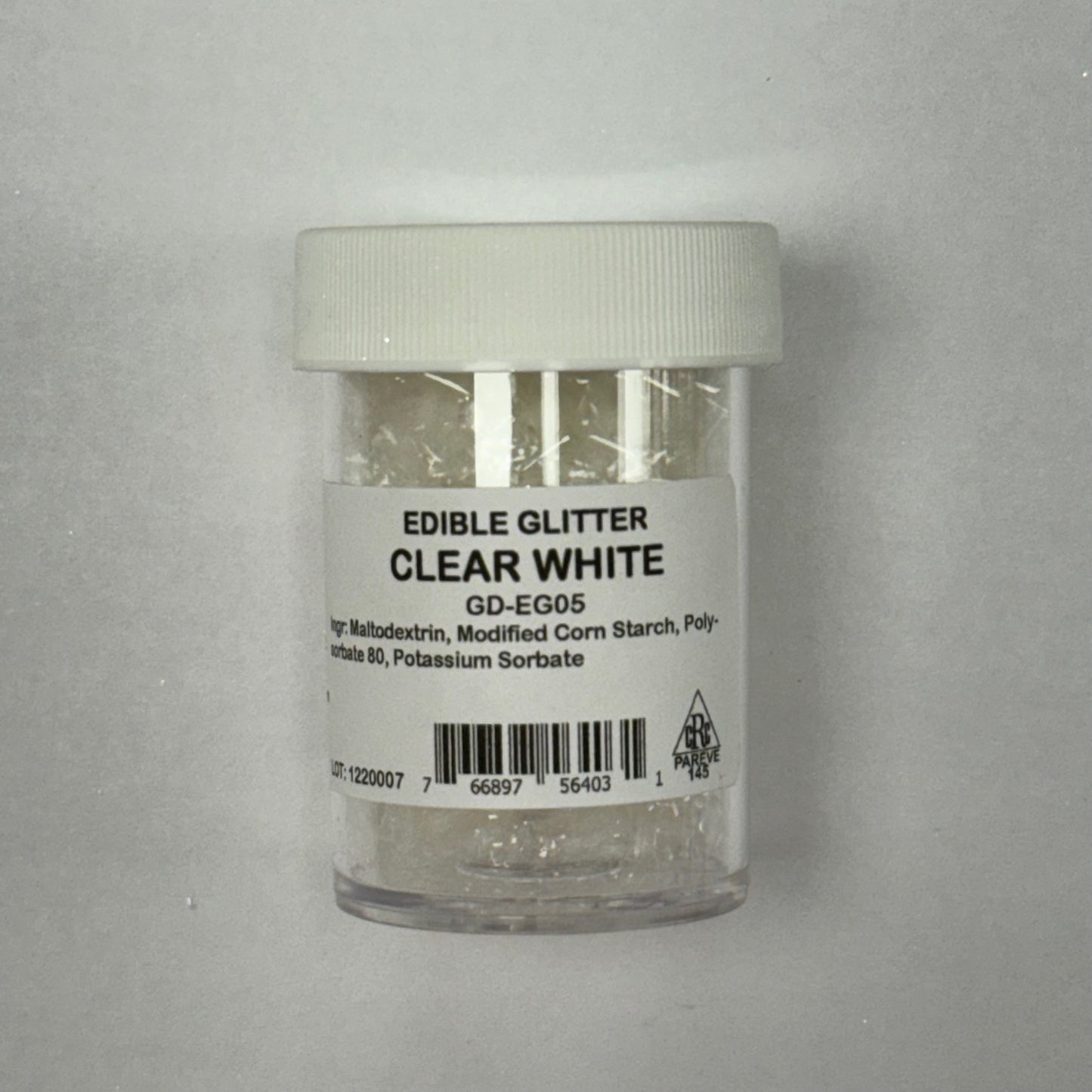 Clear White Edible Glitter Flakes