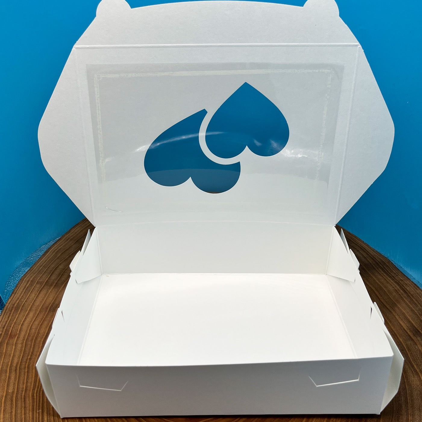 White Pastry Box with Heart Cutout - 10x7x2.5