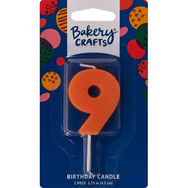 Mini Block Number Candle - 9 - Orange