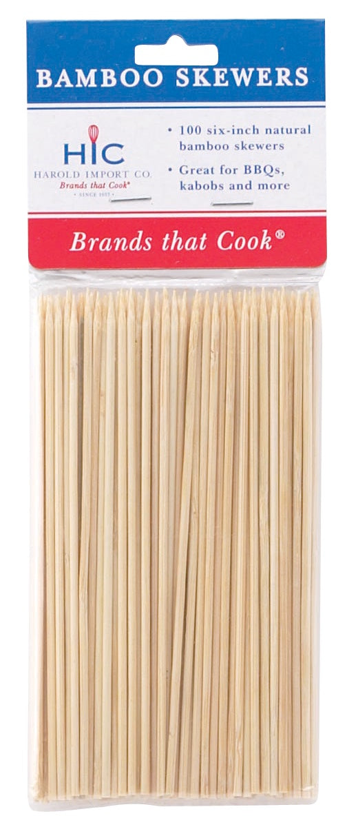6 Inch Bamboo Skewers, Package of 100