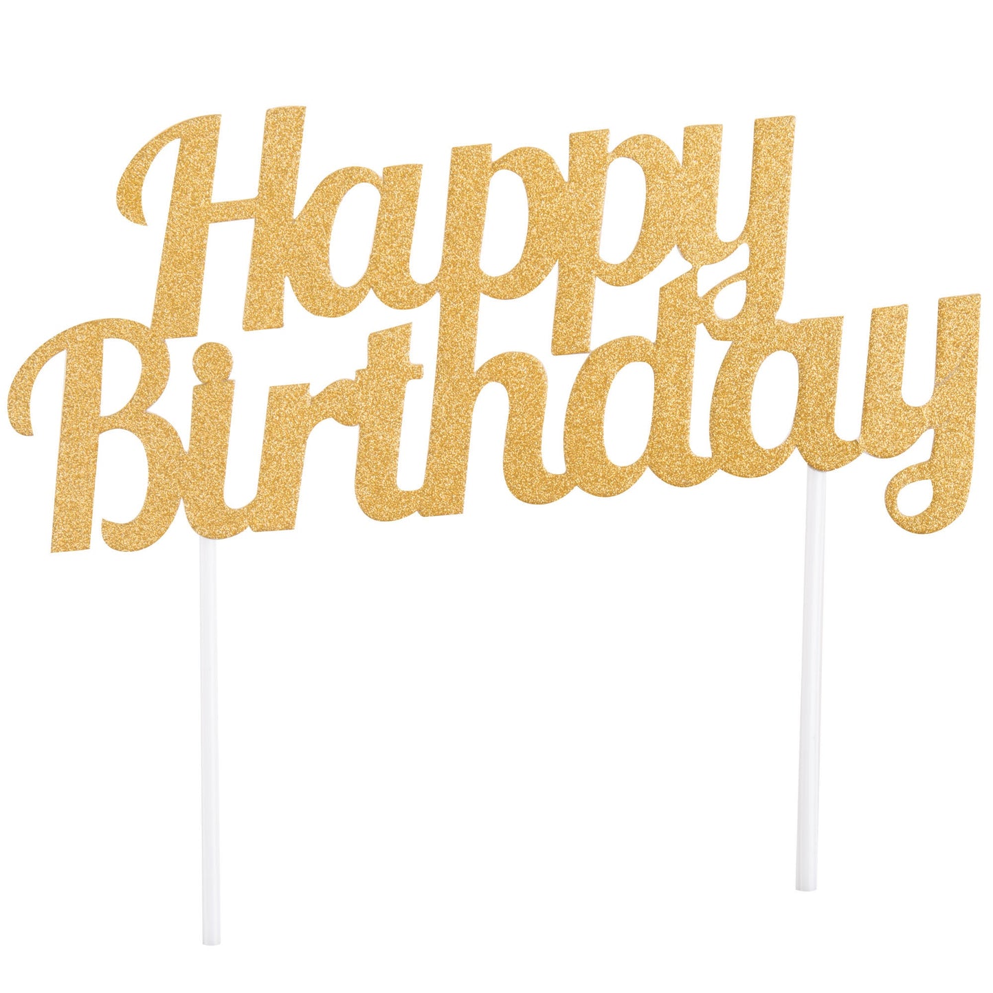 Happy Birthday Gold Script Cake Topper