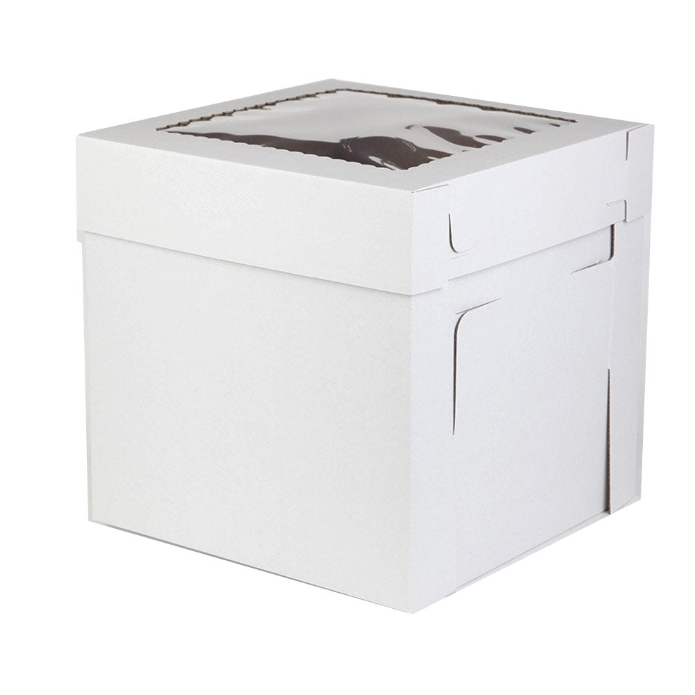 Tall, 2-Piece, 10 Inch White Cake Box - 10x10x12