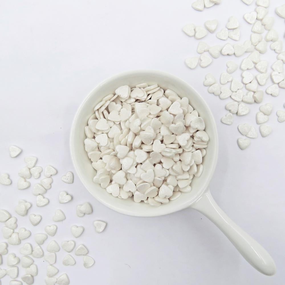 White Pearl Heart Sprinkles