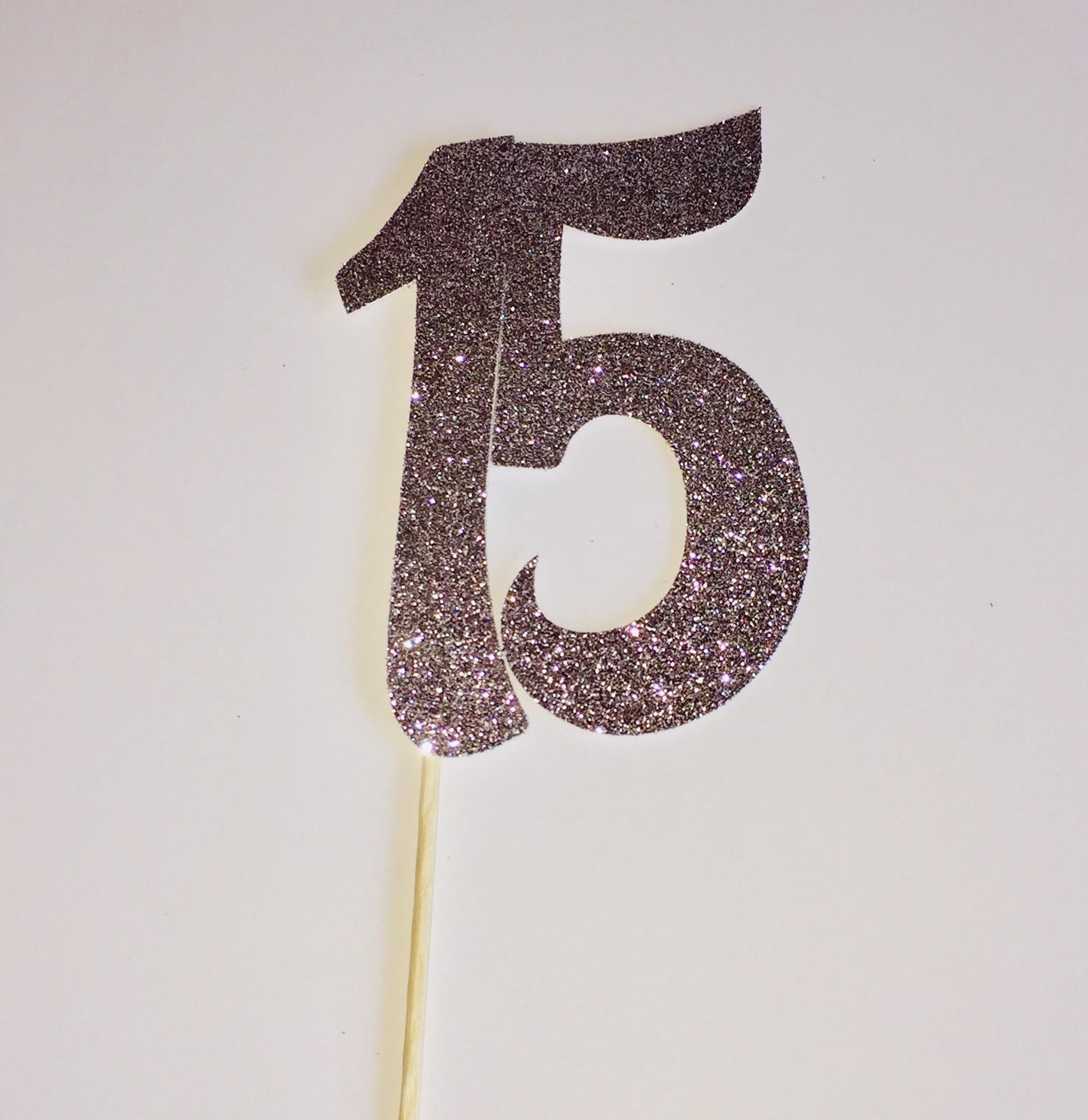 15 Cake Topper - Silver Glitter
