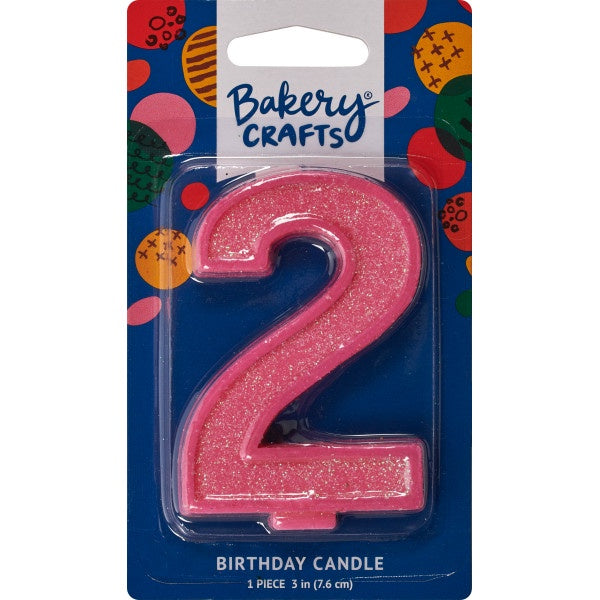 Glitter Number Candle - 2 - Pink
