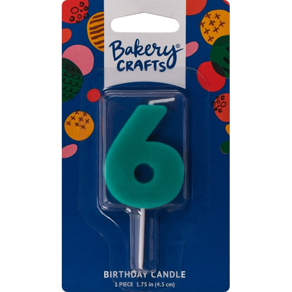 Mini Block Number Candle - 6 - Teal