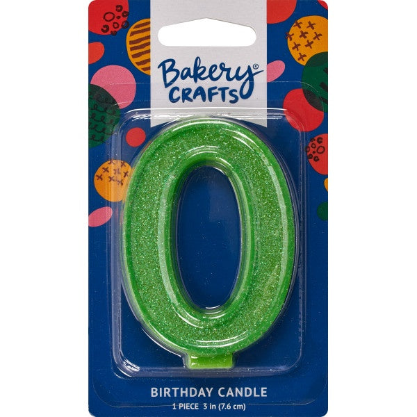 Glitter Number Candle - 0 - Green