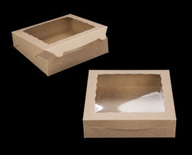 Kraft Corner Pie Box with A Window -10x10x2.5