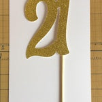 21 Cake Topper - Gold Glitter - Small