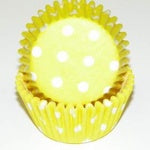 Yellow Polka Dot, Standard Size Bake Cups - 50ish Cupcake Liners