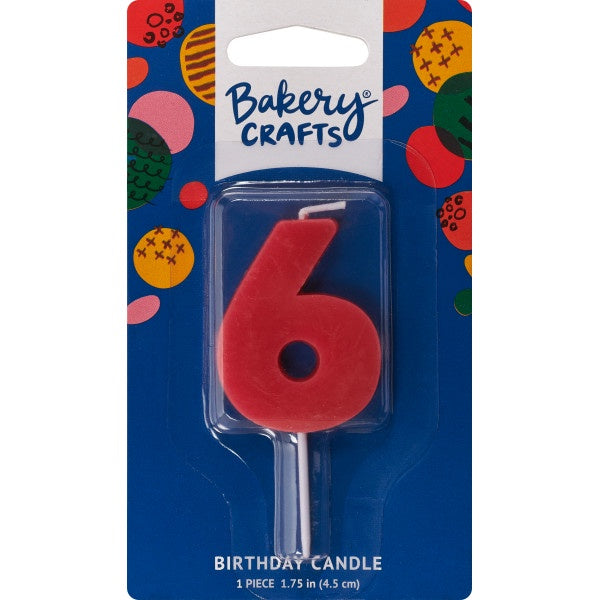 Mini Block Number Candle - 6 - Red