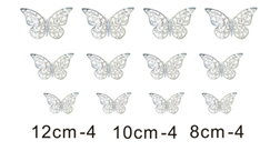 3D Silver Butterflies - 12 Butterflies (Lace Pattern)