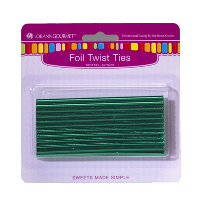 Lorann Green Foil Twist Ties | 50 Count